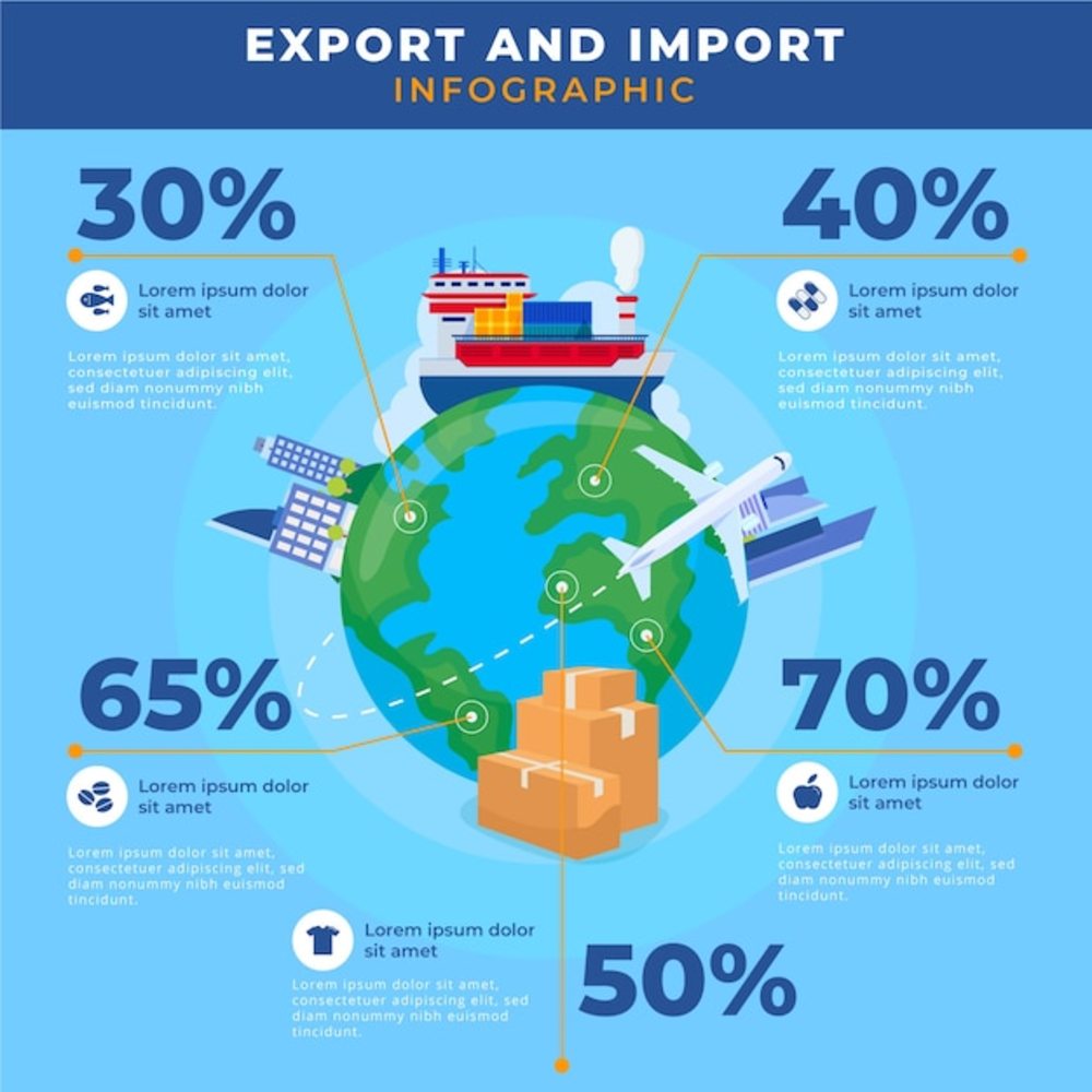 手绘进出口信息图表模板 让数据可视化更生动
